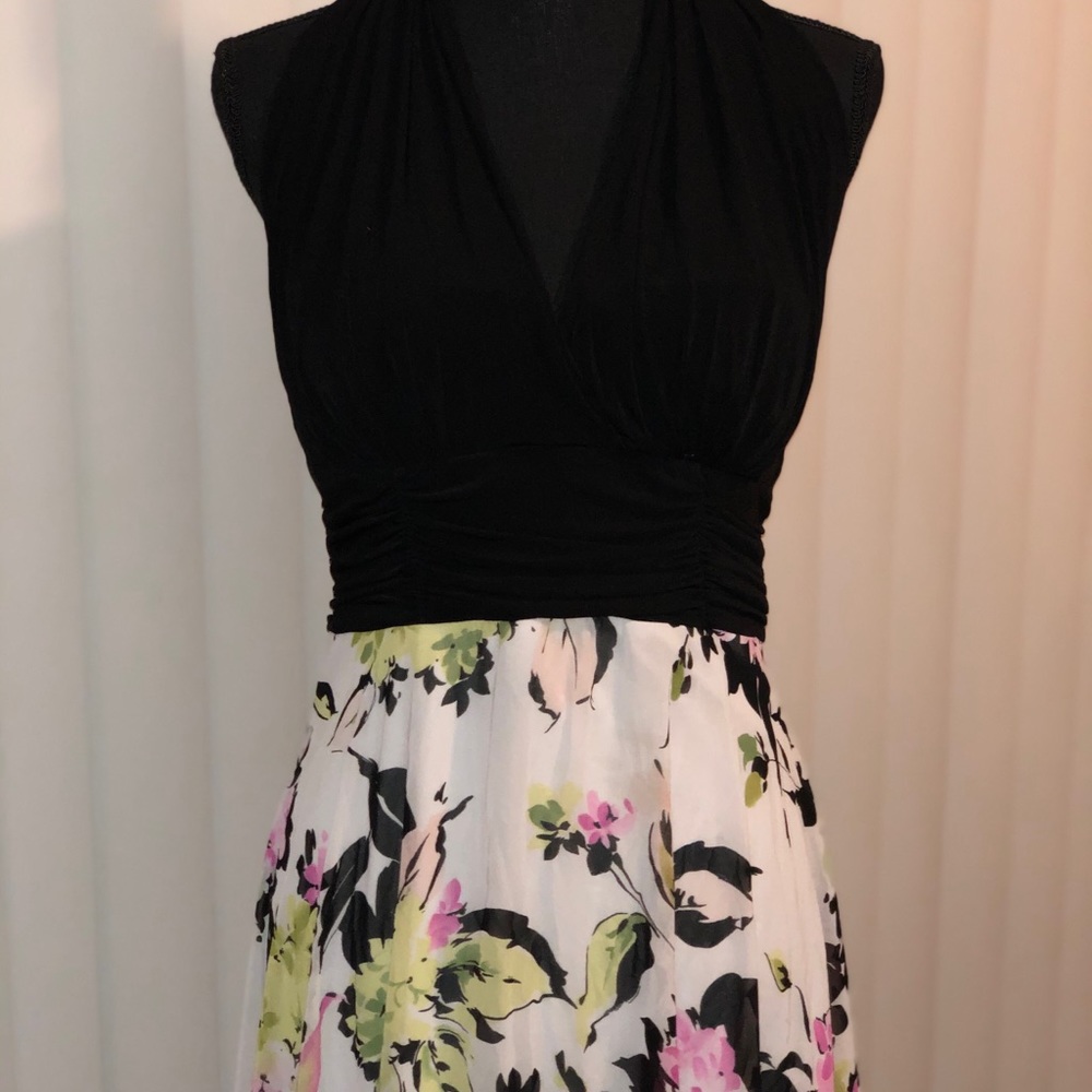 Black and Floral Halter dress
